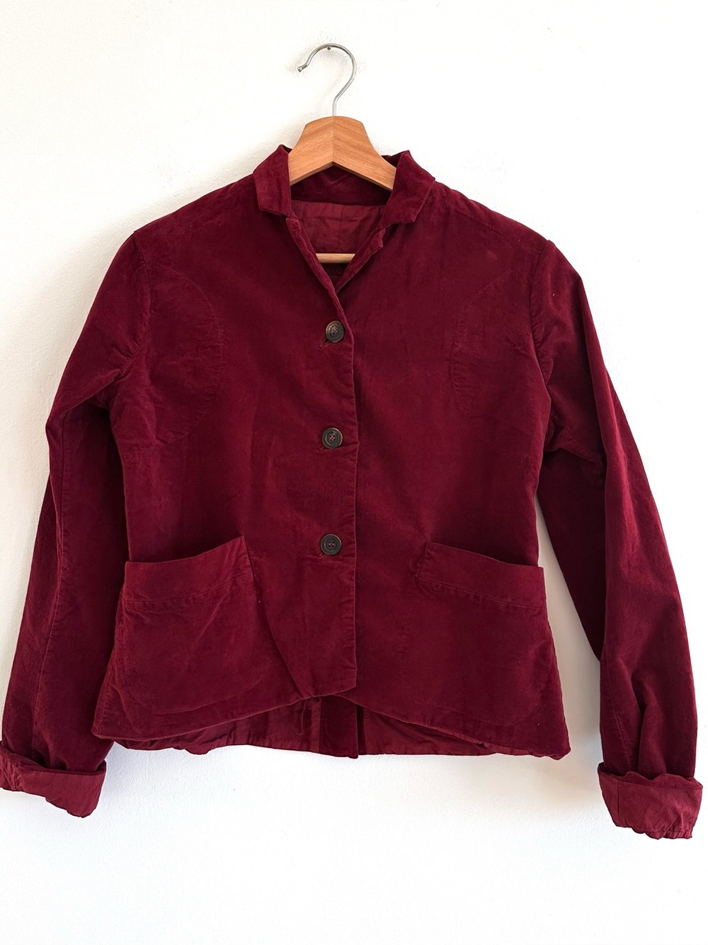 H+ Hannah Wessel Vroni Cotton Velvet jacket in Henna burgundy XS